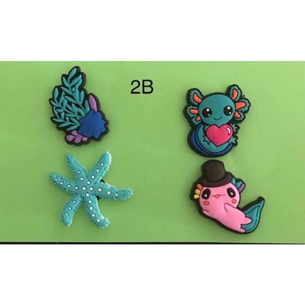 Charms/Shoe Charms, Backpack, Purse Bag Cute Axolotl 4 Pcs/2B